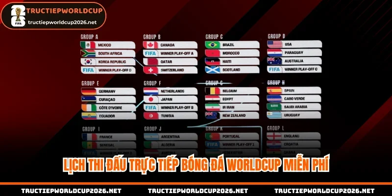 Lịch thi đấu trực tiếp bóng đá Worldcup miễn phí