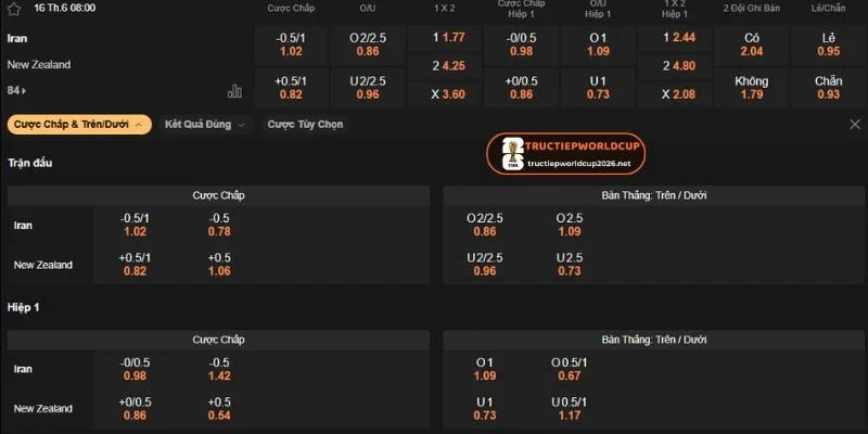 Soi kèo của Iran vs New Zealand