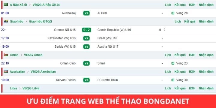 Ưu điểm nổi bật nhiều người theo dõi trang Bongdanet